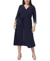 MSK Beaded Fit &amp; Flare Dress Navy Plus Size 3X $99 - £37.99 GBP