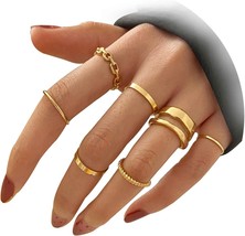 Gold Knuckle Rings Set for Women Girls Snake Chain Stacking Ring Vintage BOHO Mi - £16.50 GBP