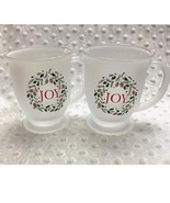  Holiday Frosted &quot;Joy&quot; Wreath 14.6oz Coffee Mug Pair-NEW+ - $391.38 MXN