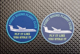 Puget Sound Flight Club Woven Morale Patch &amp; Sticker Sky King Alaska Air... - $186.81 MXN