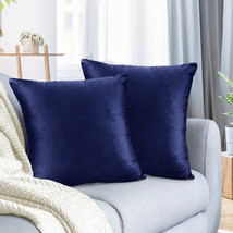 Royal Blue 18&quot;x18&quot; Throw Pillow Covers Set 2 Sofa Velvet Cushion Cases - £21.28 GBP