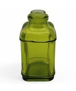 Vintage Olive Green Square Glass Apothecary Bottle Jar – 8″ Tall Decorative - $19.65