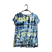 Simple Vera Verawang Shirt Womens Medium Short Sleeve Ruffled Cotton Blend - £13.16 GBP