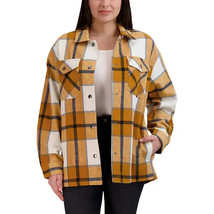 HFX Women&#39;s Plus Size XXL Yellow Plaid Wool Blend Snap Shirt Shacket NWT - $15.74