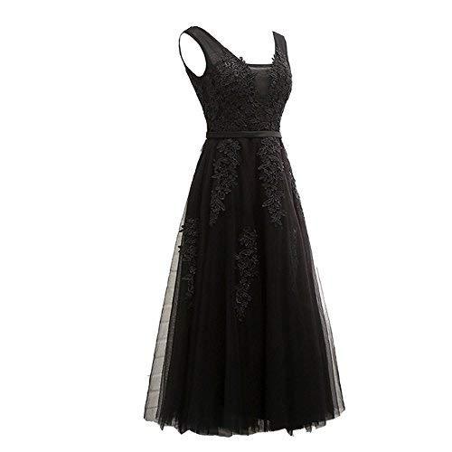 Kivary Short Tea Length V Neck Corset Formal Homecoming Prom Evening Dress Black