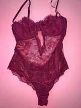 Victoria&#39;s Secret M Teddy One-piece MAGENTA PINK KIR Lace WICKED - £54.49 GBP