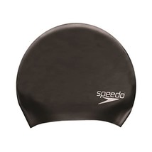 Speedo Unisex Long Hair Swim Cap, Black, One Size  - $18.00