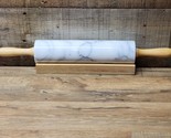 Polished Marble Rolling Pin with Wooden Cradle 10-Inch Barrel - Vintage ... - $28.97