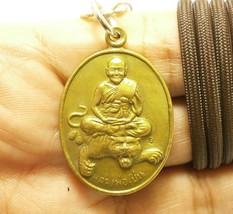 Phra LP Pern riding on Tiger magic amulet of wat bangphra temple bless for stron - £37.43 GBP