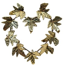 Heart Shape Wreath of Leaves Home Interior HOMCO Wall Hanging Metal Bras... - $12.99