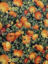 Harvest Pumpkin Cotton Fabric Joann 1/2 Yard 42&quot; Wide Autumn Halloween Thanksgiv - $6.48