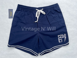 Polo Ralph Lauren Mens L Navy Blue/ White Varsity Stripe Logo Adjustable Shorts - £39.44 GBP