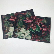 Poinsettia Holiday Christmas 13 x 18 inch Decorative Placemats Set of 2 - £7.54 GBP