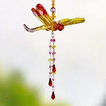 Five Tone Acrylic Dragonfly Ornaments with Beaded Tassels in Assorted Co... - $29.95+