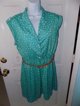 Flying Tomato Teal Dress W/Hangers, Dress, Hats Print Size L Women&#39;s Euc - £40.77 GBP