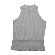 Jacaranda Shirt Womens S White Sleeveless Keyhole Neck Button Stretch Bl... - $15.72