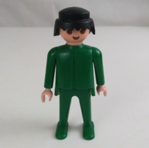 1974 Geobra Playmobile Man Wearing All Green 2.75&quot; Toy Figure - £6.19 GBP