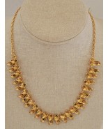 Vintage 17&quot; Goldtone Leaf &amp; Rhinestones Necklace Costume Jewelry - $207.30 MXN