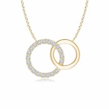 Authenticity Guarantee 
Interlocking Diamond Circle Necklace in 14K Yellow Gold - £588.13 GBP