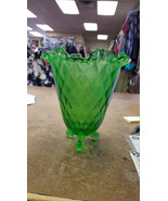 Beautiful Fenton Art Glass 7&quot; Threaded Diamond Optic Vase - Springtime G... - £39.10 GBP