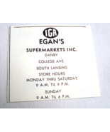 1972 Ad IGA Egan&#39;s Supermarkets, Inc., College Ave., Ithaca, N.Y. - $12.33 CAD