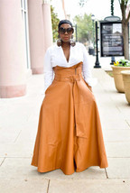 High Waist Buckle Belted PU Leather Skirt - $73.95
