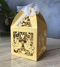 100pcs custom pearl gold Small gift box with ribbon,Love Bird Laser Cut Gift box - £27.17 GBP