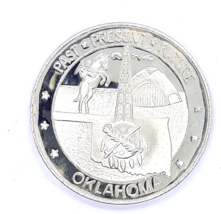 1973 Franklin Mint Oklahoma Past Present Future 925 Sterling Silver 1 Oz Round - $31.99