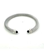 David Yurman Onyx and Diamond 5mm Cuff Bracelet Silver Estate DY742 - $485.10