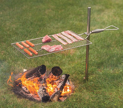 CAMPFIRE GRILL SET - Adjustable Stainless Steel 24&quot; x 14&quot; Cooking Surface - £122.69 GBP