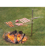 CAMPFIRE GRILL SET - Adjustable Stainless Steel 24&quot; x 14&quot; Cooking Surface - £122.85 GBP