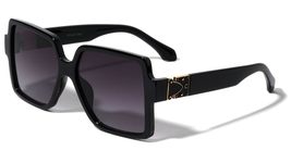 Dweebzilla Womens XL Oversized Square Retro Luxury Sunglasses (Black &amp; Gold Fram - £9.32 GBP+