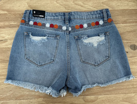 Fashion Nova Shorts Size 9 Distressed Denim Jean Cut Off NEW Embroidered... - £16.78 GBP