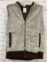 Patagonia Women Medium Zip Conejo Vest Gray Fleece Hooded Faux Fur Pocke... - £25.29 GBP