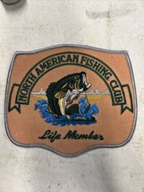 Vintage North American Fishing Club Patch Life Member Large 6&quot;x5&quot; NOS Bass - $19.99