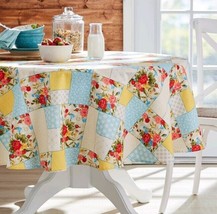 The Pioneer Woman ~ Sweet Rose Patchwork ~ 70&quot; Round ~ Cotton Blend Tablecloth - £23.64 GBP