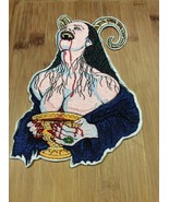 Embroidered Vampire Woman with Horns Patch 7.85” x 5.35” inches Demon Go... - $50.00