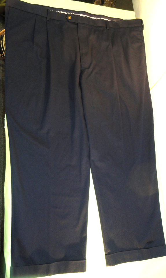 NEW ROUNDTREE &amp; YORKE TRAVEL SMART MENS DARK BLUE PANTS CLASSIC FIT 52X3... - $23.75