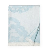 Sferra Lassia Sky Blue Throw Blanket 100% Linen Fringed Oversized Soft Italy NEW - £79.13 GBP