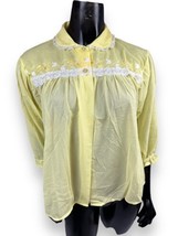Vintage PhilMaid Bed Jacket Pajama Top Light Yellow Lace Nylon Lingerie ... - $24.26
