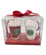Starbucks 2006 To Go Coffee Cups Ceramic Ornaments x2 Holiday Decor #236... - $304.20 MXN