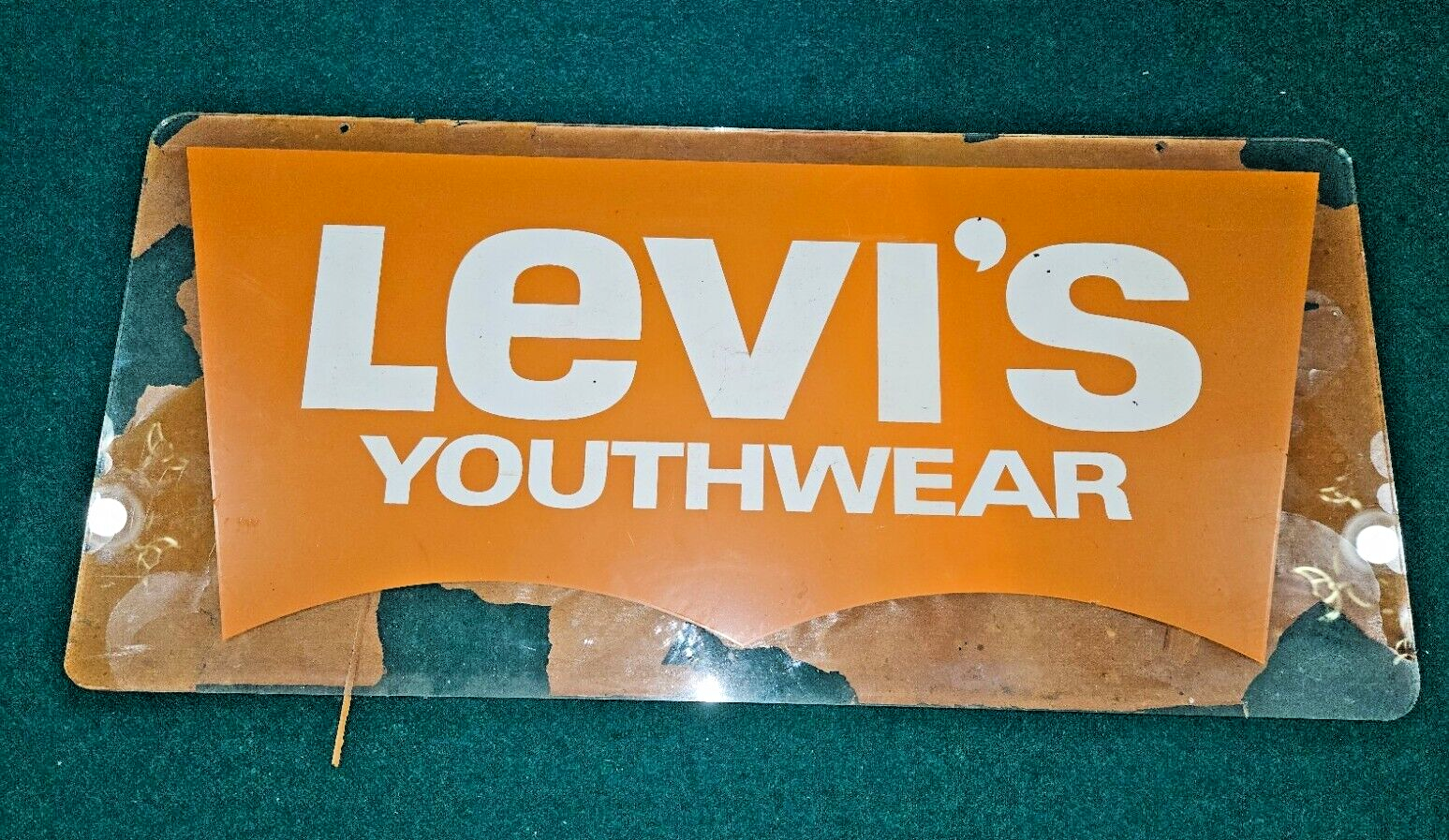 VTG LEVI'S YOUTHWEAR Batwing Sign Retail Store Red 25 x 12 plexiglass levi levis - £73.34 GBP