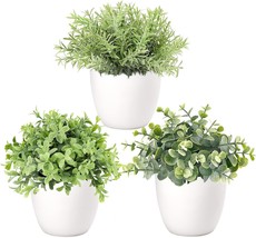 Dahey 3 Pack Mini Potted Artificial Eucalyptus Plants In Pots For Home Decor - £33.03 GBP