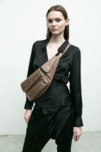 Nicholas K $485 Brown Leather Multi-Pocket Large Casper Slip Bag Pack 10... - £238.20 GBP
