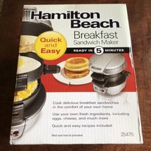 Hamilton Beach Breakfast Sandwich Maker with Egg Cooker Ring, Silver  (25475) - £11.93 GBP