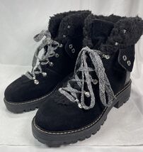 Combat  Ankle Boots Time and Tru Women Black Faux Suede Moto 7W memory Foam - $17.33