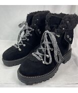 Combat  Ankle Boots Time and Tru Women Black Faux Suede Moto 7W memory Foam - $17.33