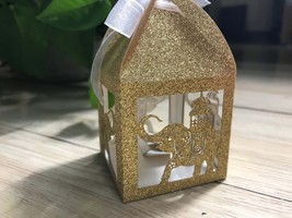 100pcs Glitter Gold Elephant Laser Cut Wedding Gift Boxes,Wedding Favor ... - £37.75 GBP