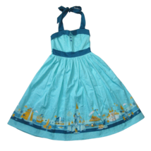 NWT Disney Parks The Dress Shop &#39;Magic Kingdom&#39; in Teal Cotton Halter Dress XS - £198.32 GBP