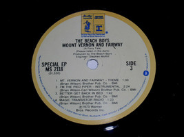 The Beach Boys Mount Vernon And Fairway Special EP Record Side 3 &amp; 4  Brother - £13.54 GBP